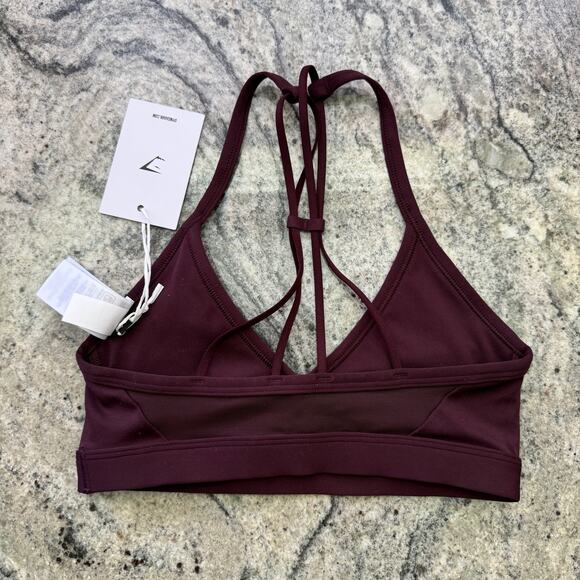 Gymshark Ruched strappy Sports Bra womens xs gym training fitness active purple - Picture 3 of 5